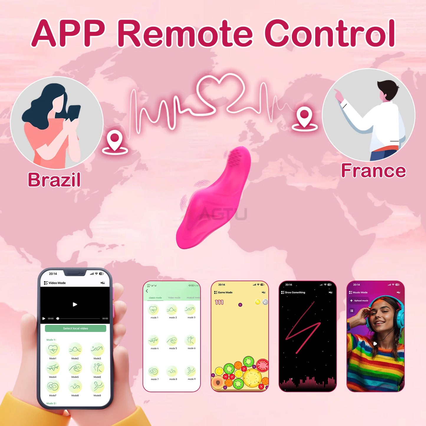 Vibrador con aplicación de control remoto usable en ropa interior