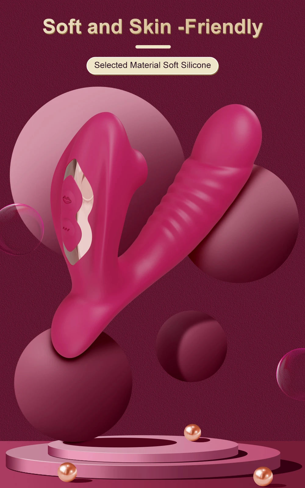 Vibrador, succionador y dildo con 10 vibraciones