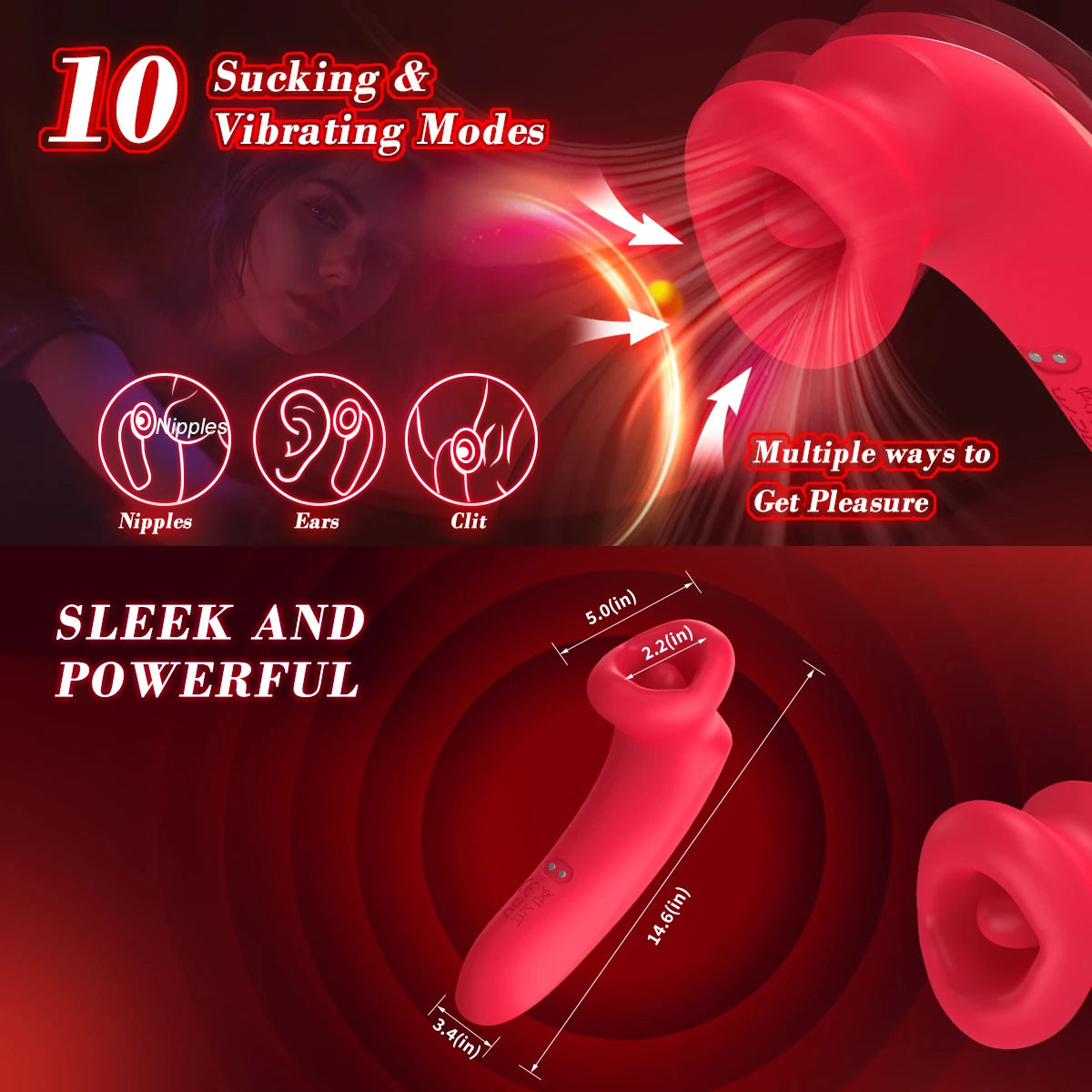 Vibrador ysuccionador con forma de boca