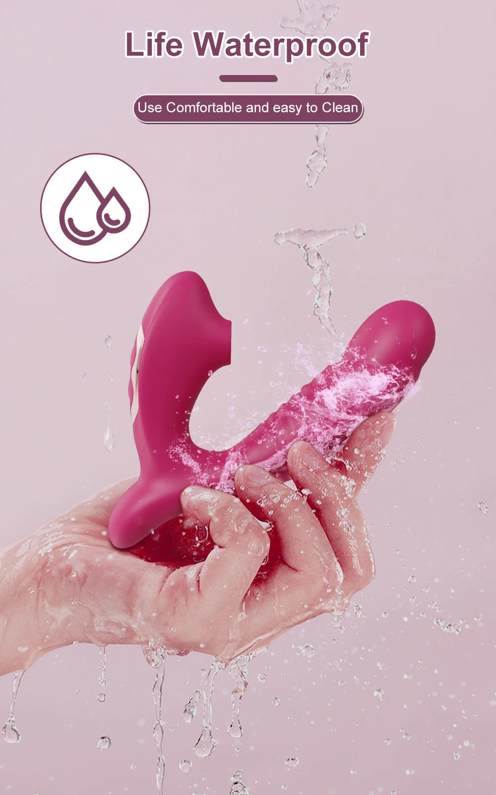 Vibrador, succionador y dildo con 10 vibraciones