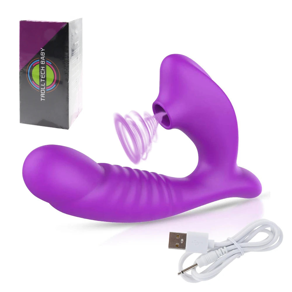 Vibrador, succionador y dildo con 10 vibraciones