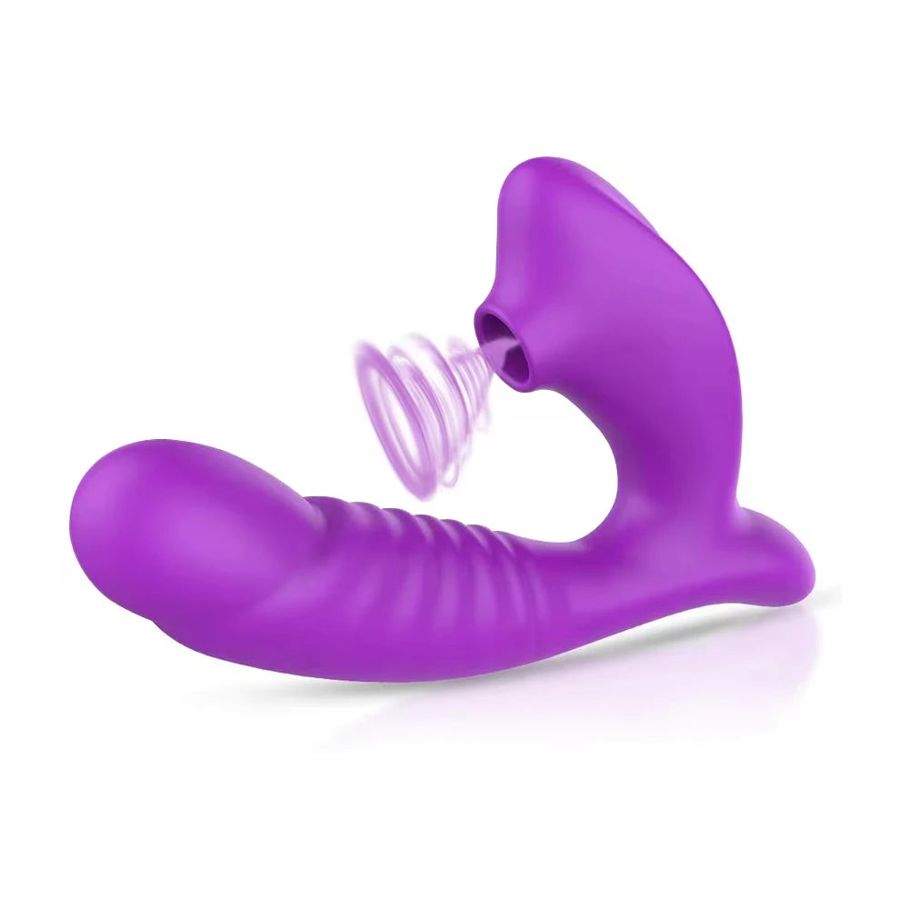 Vibrador, succionador y dildo con 10 vibraciones