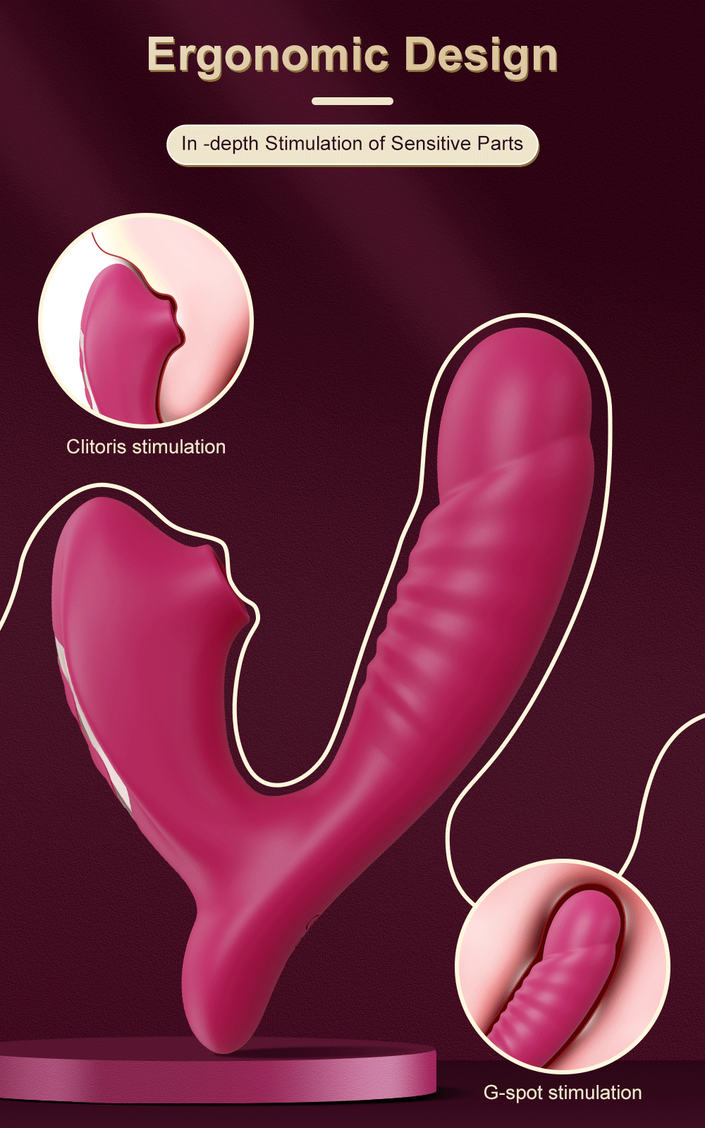 Vibrador, succionador y dildo con 10 vibraciones