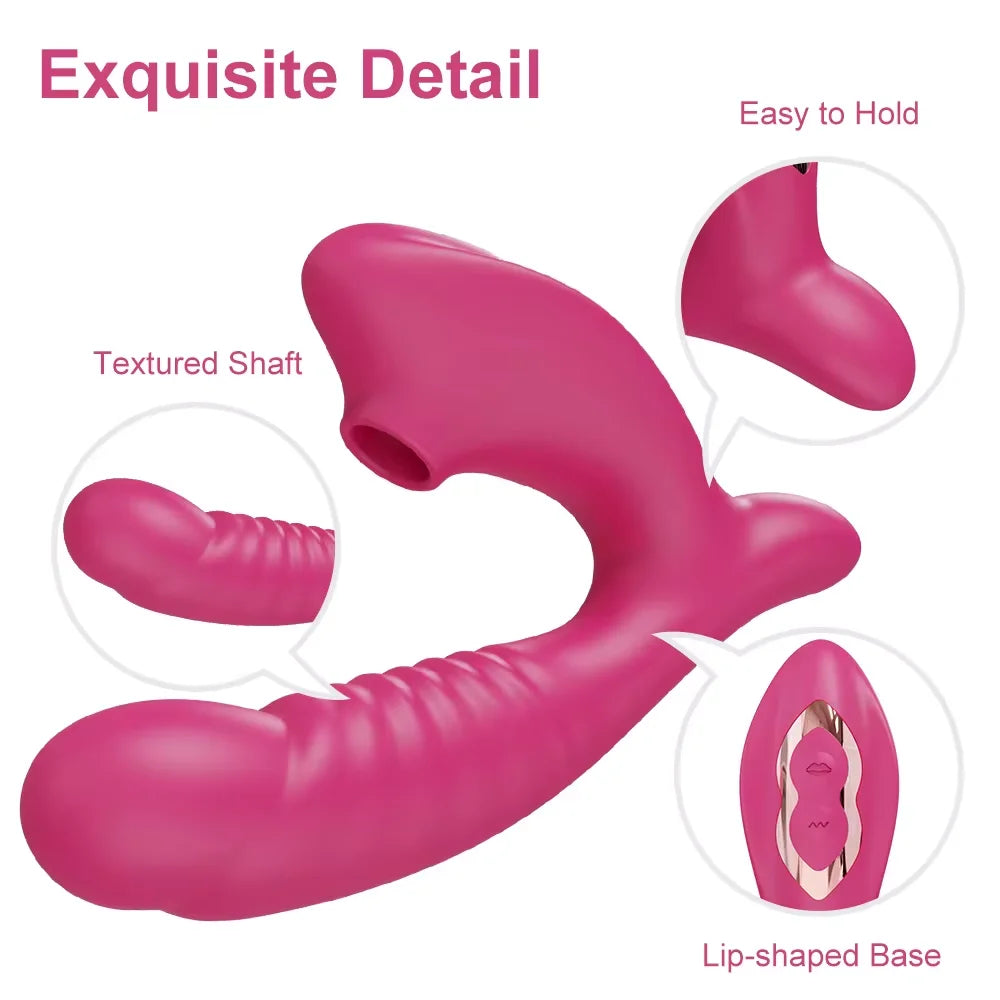 Vibrador, succionador y dildo con 10 vibraciones