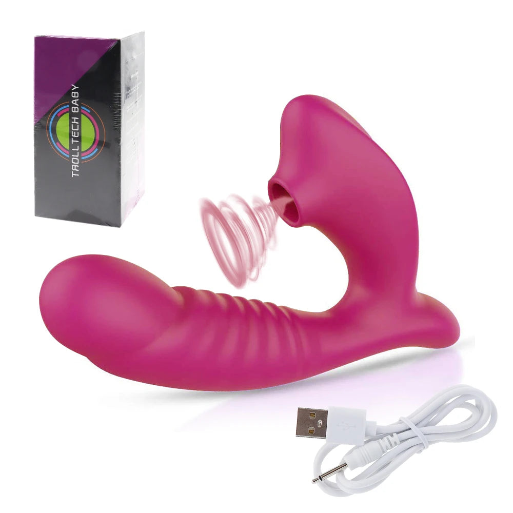 Vibrador, succionador y dildo con 10 vibraciones