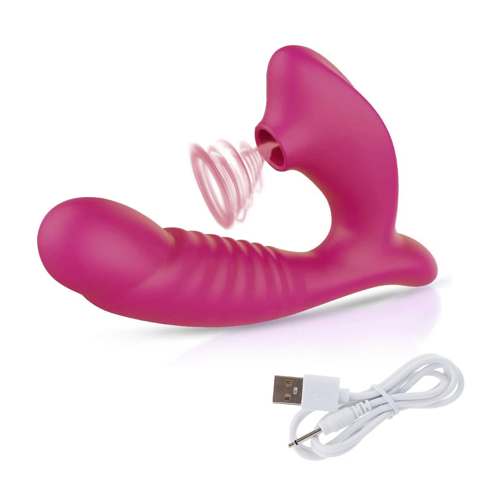 Vibrador, succionador y dildo con 10 vibraciones