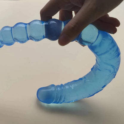 Dildo masturbador femenino azul transparente