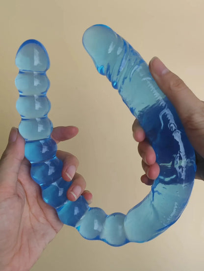 Dildo masturbador femenino azul transparente