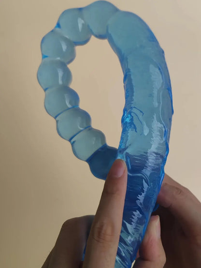 Dildo masturbador femenino azul transparente