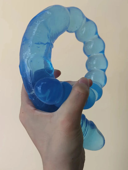 Dildo masturbador femenino azul transparente