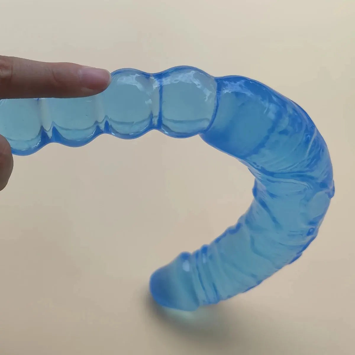 Dildo masturbador femenino azul transparente