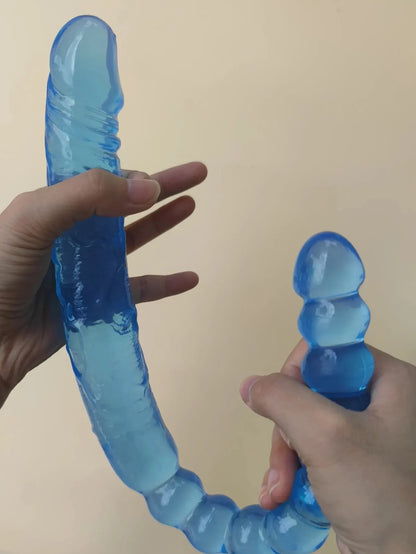 Dildo masturbador femenino azul transparente