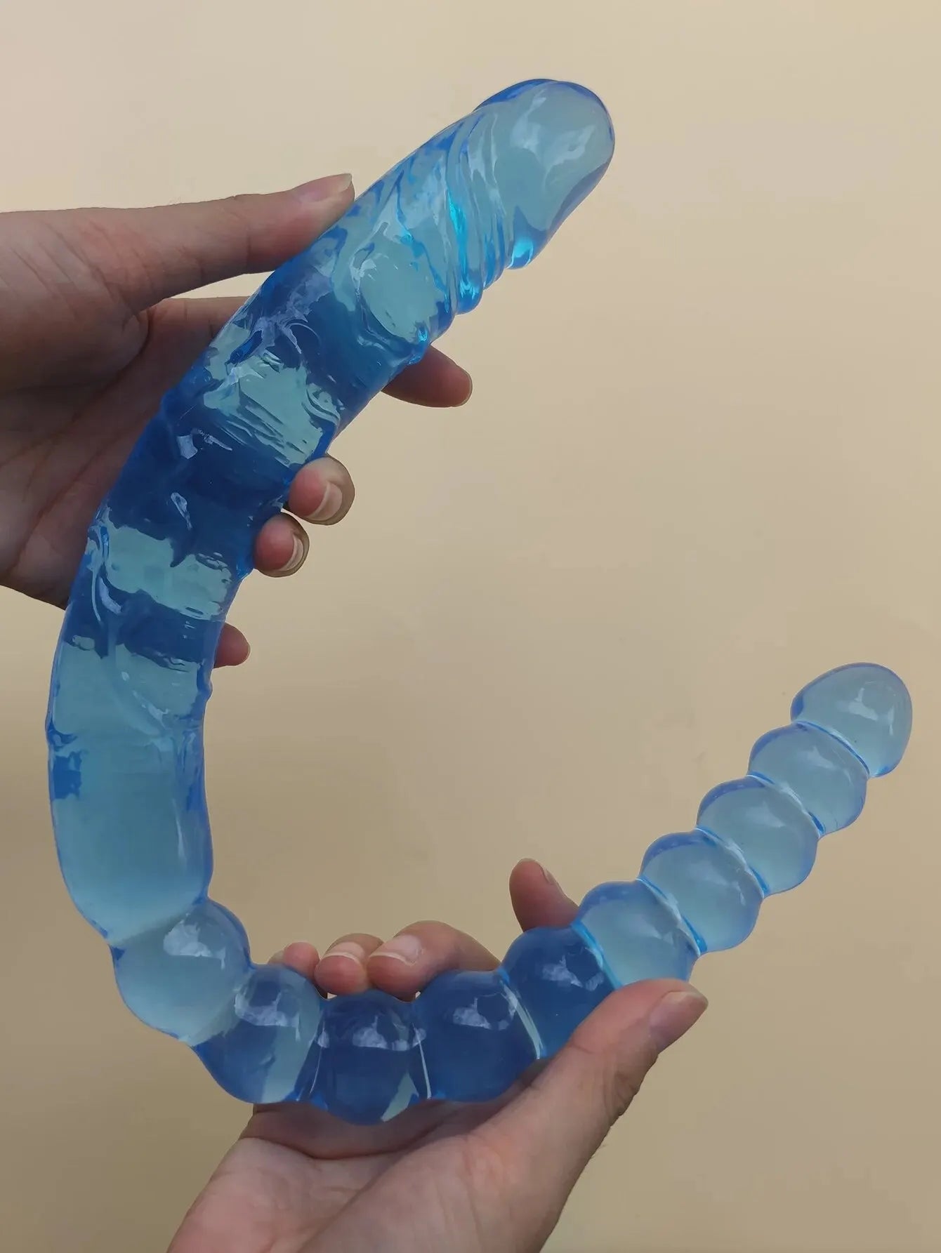 Dildo masturbador femenino azul transparente