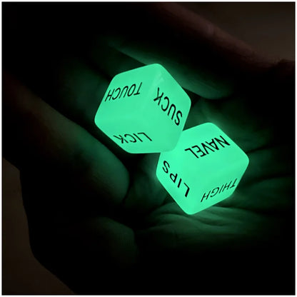 2 dados sexuales luminosos que brillan en la oscuridad