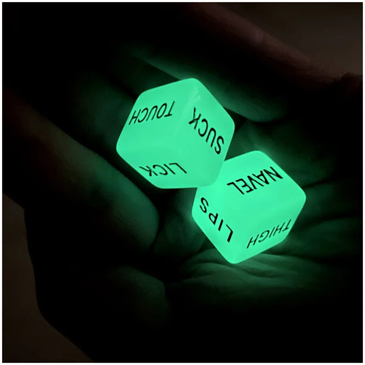 2 dados sexuales luminosos que brillan en la oscuridad