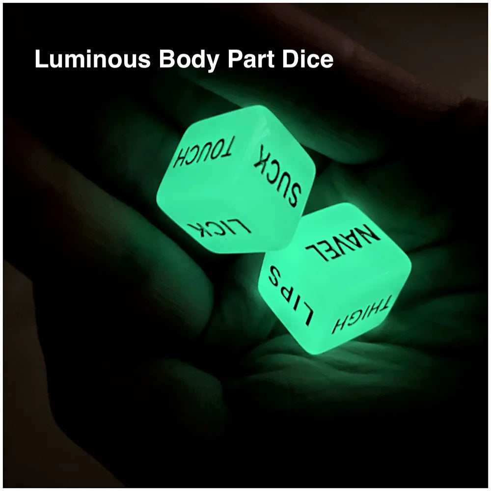 2 dados sexuales luminosos que brillan en la oscuridad