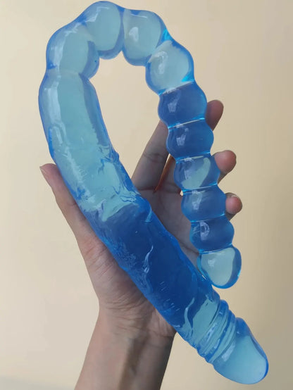 Dildo masturbador femenino azul transparente