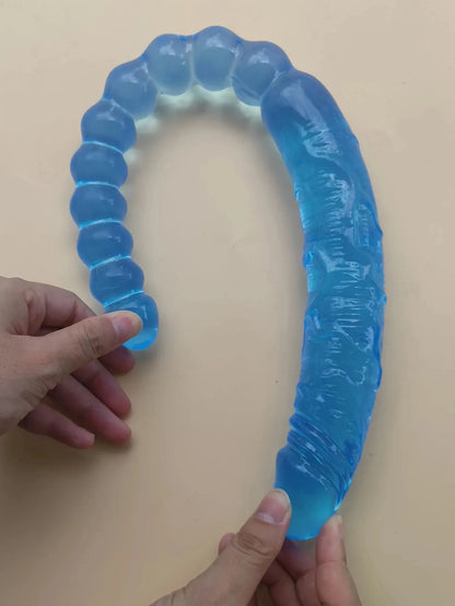 Dildo masturbador femenino azul transparente
